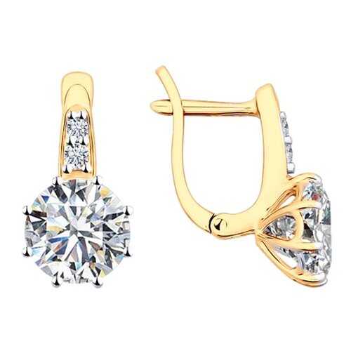 Серьги SOKOLOV из золочёного серебра со Swarovski Zirconia 89020071 в Глория Джинс