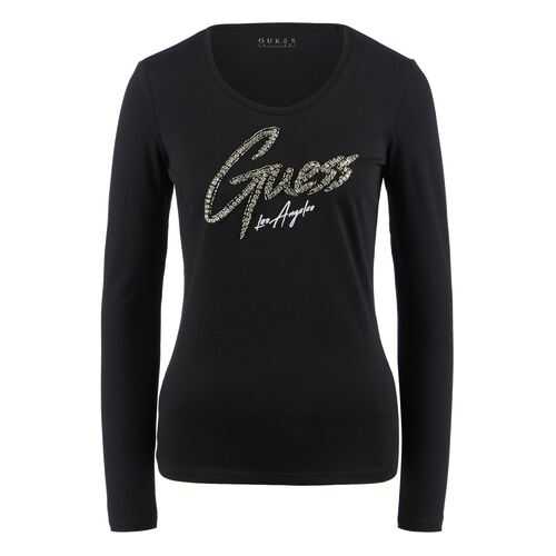 Лонгслив женский Guess W0YI65-JA900 черный XS в Глория Джинс
